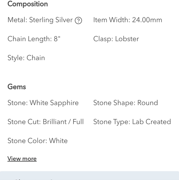 White Sapphire (Lab Created) Silver Infinity Bracelet 8 Inches GUC - Picture 8 of 9